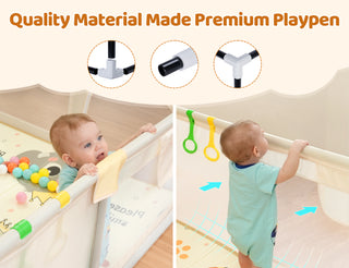 71"x 59" Large Baby Playpen with Mat, EVMORE Unisex Kids Baby Safety Activity Center Playard Play Yard Fence Anti-Slip Base for Infant Toddler