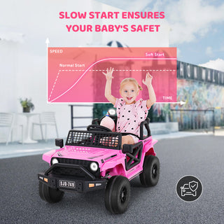 Yisufo 12V Powered Kids Ride on Toys Truck,Electric Ride on Car Jeep,Battery Powered Truck Vehicle w/ Remote Control,Bluetooth Music,Spring Suspension,LED Lights,3 Speeds Pink