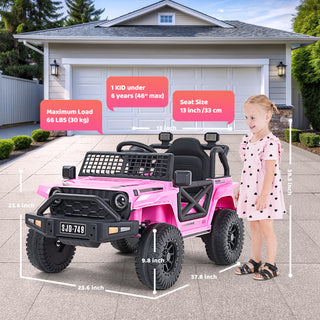 Yisufo 12V Powered Kids Ride on Toys Truck,Electric Ride on Car Jeep,Battery Powered Truck Vehicle w/ Remote Control,Bluetooth Music,Spring Suspension,LED Lights,3 Speeds Pink