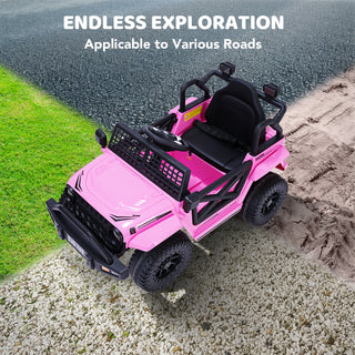 Yisufo 12V Powered Kids Ride on Toys Truck,Electric Ride on Car Jeep,Battery Powered Truck Vehicle w/ Remote Control,Bluetooth Music,Spring Suspension,LED Lights,3 Speeds Pink