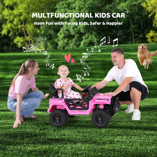 Yisufo 12V Powered Kids Ride on Toys Truck,Electric Ride on Car Jeep,Battery Powered Truck Vehicle w/ Remote Control,Bluetooth Music,Spring Suspension,LED Lights,3 Speeds Pink